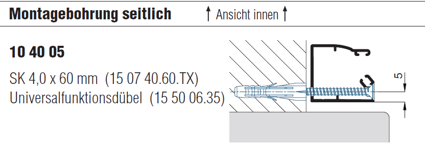 Montagebohrung seitlich Insektenschutz-Rollo R05 Neher